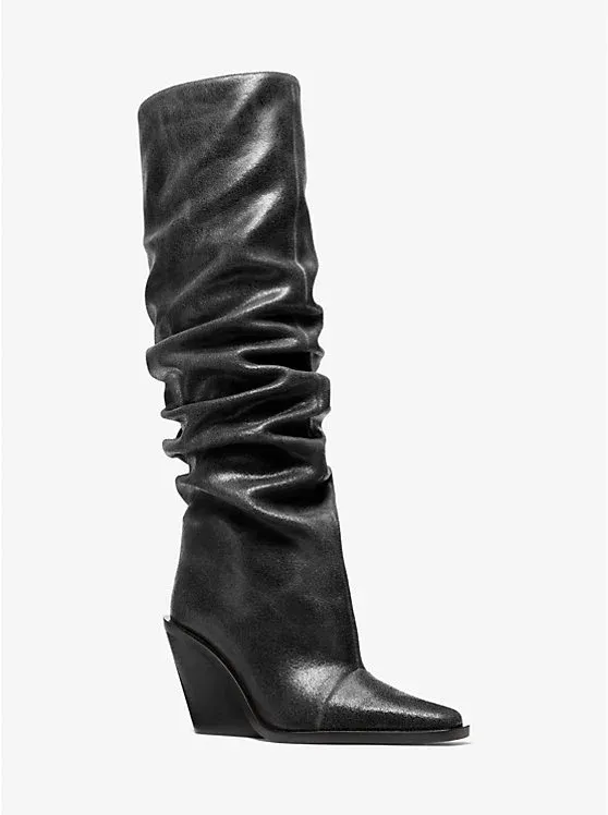 Noemie Distressed Leather Slouchy Boot