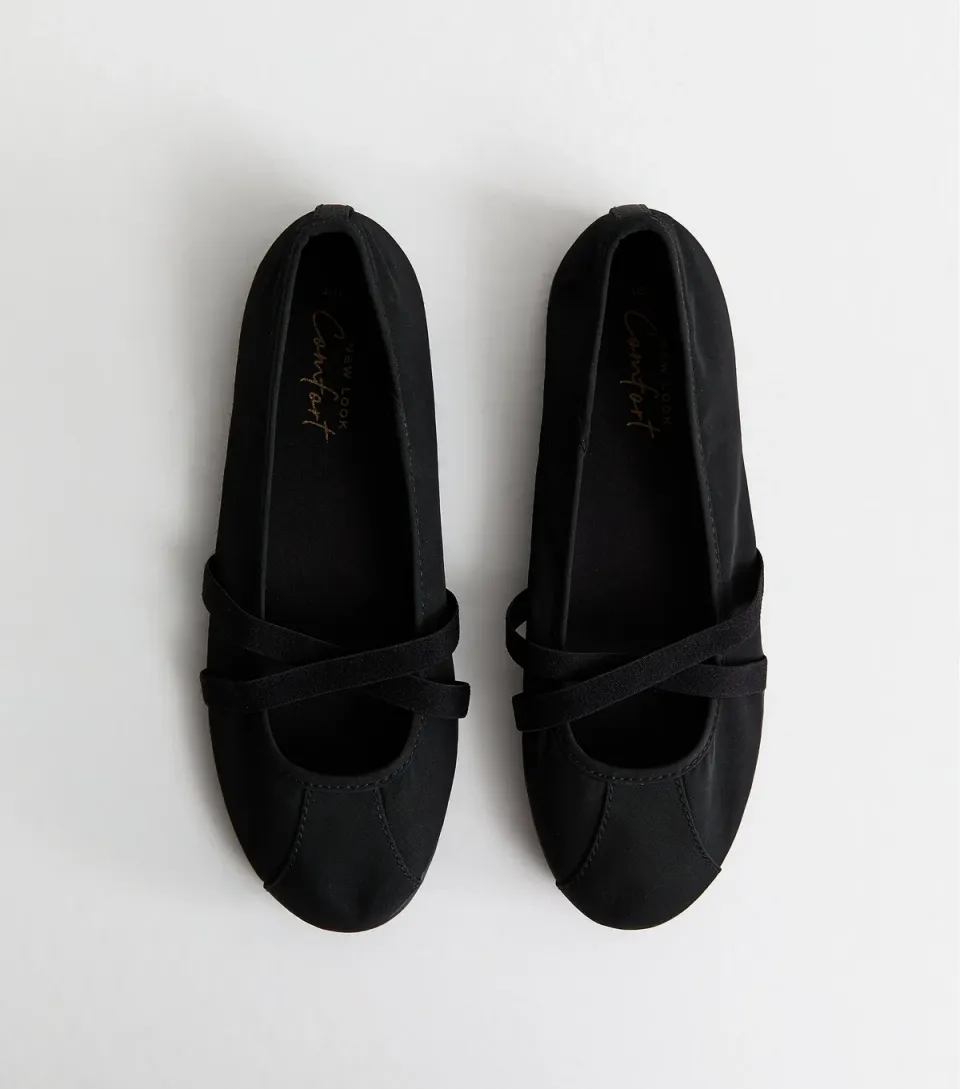 Women's Black Sporty Ballet Flats Vegan