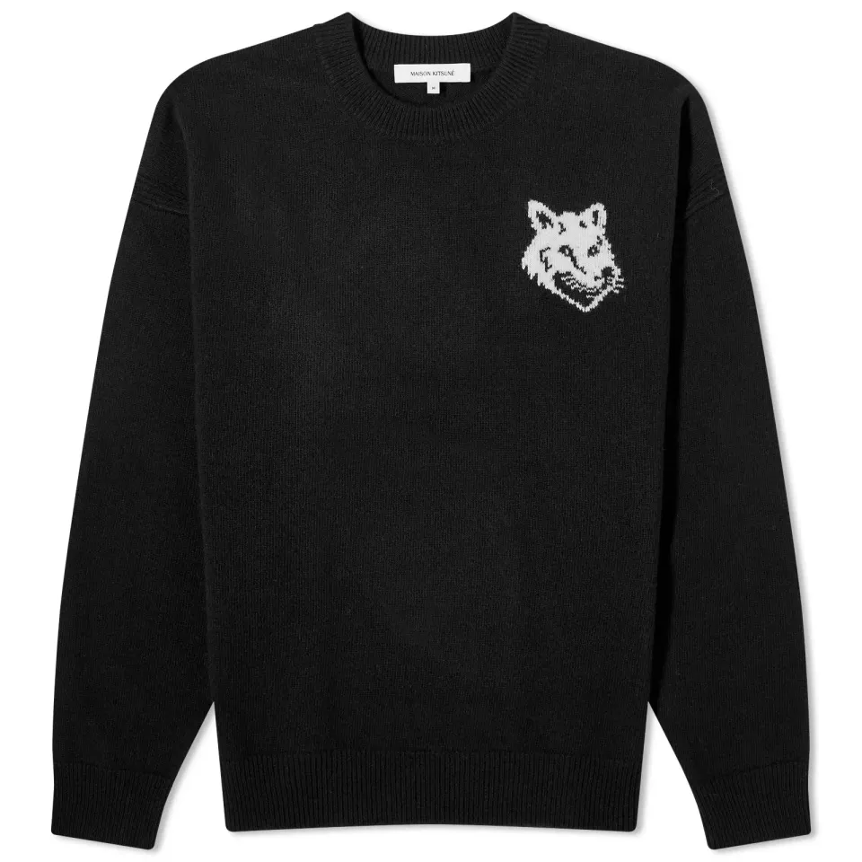 Fox Head Intarsia Crew Knit