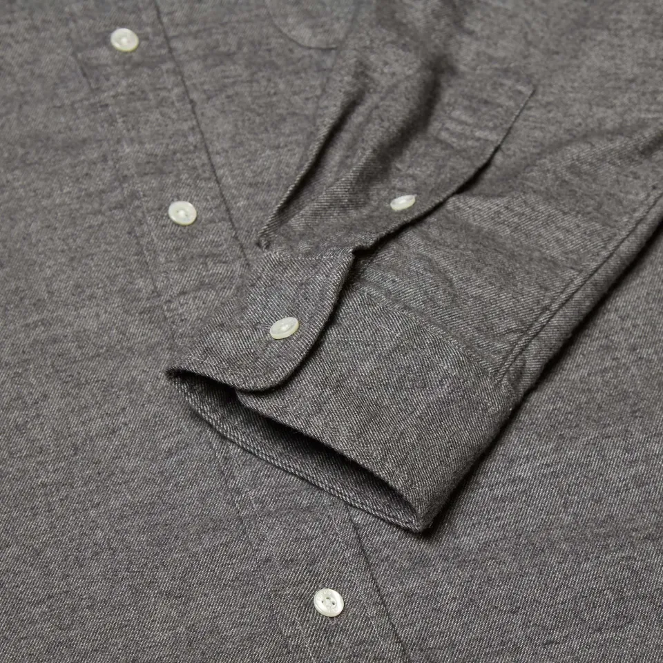 Button Down Solid Flannel Shirt