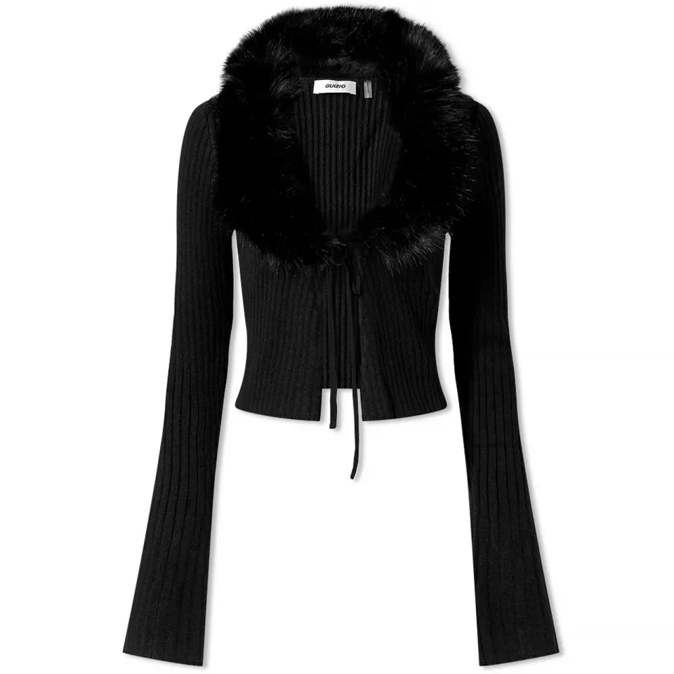 Faux Fur Tie Cardigan