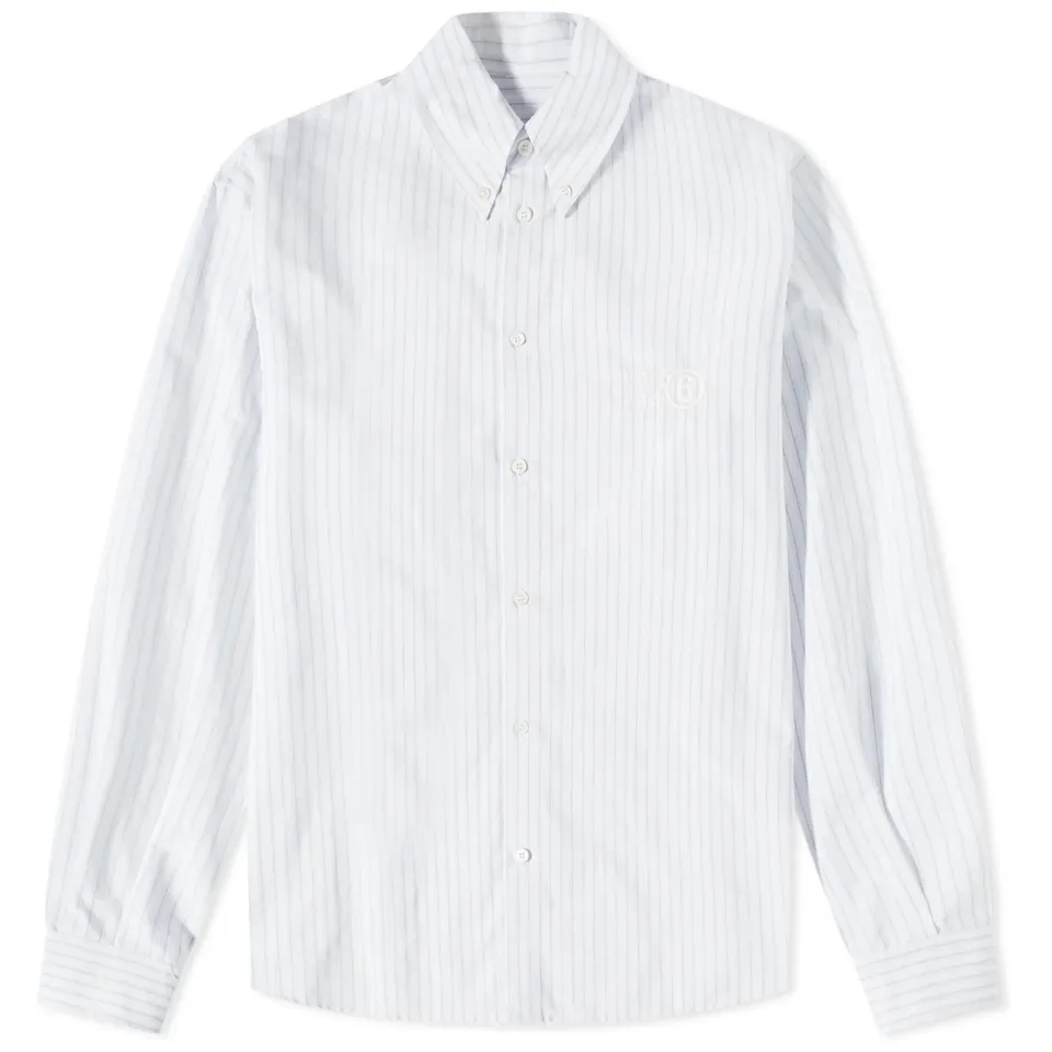 Logo Button Down Stripe Shirt