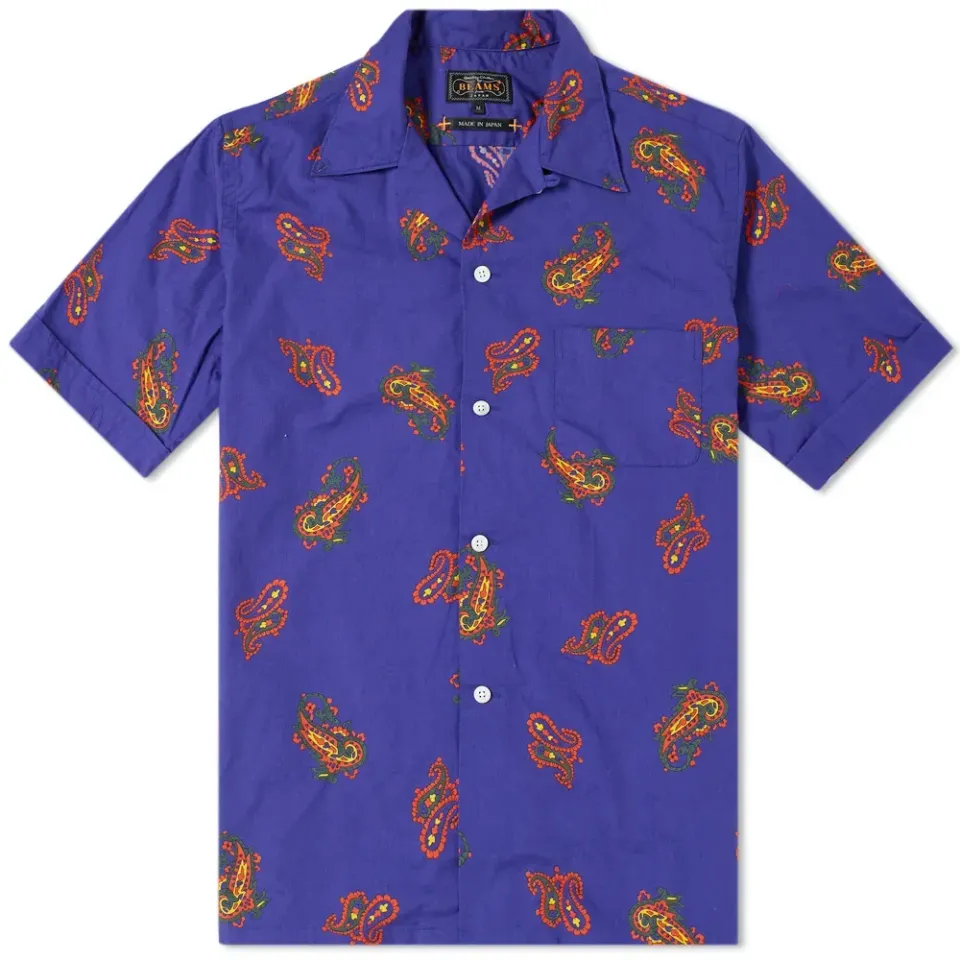 Short Sleeve Large Paisley Print Vacation Shirt