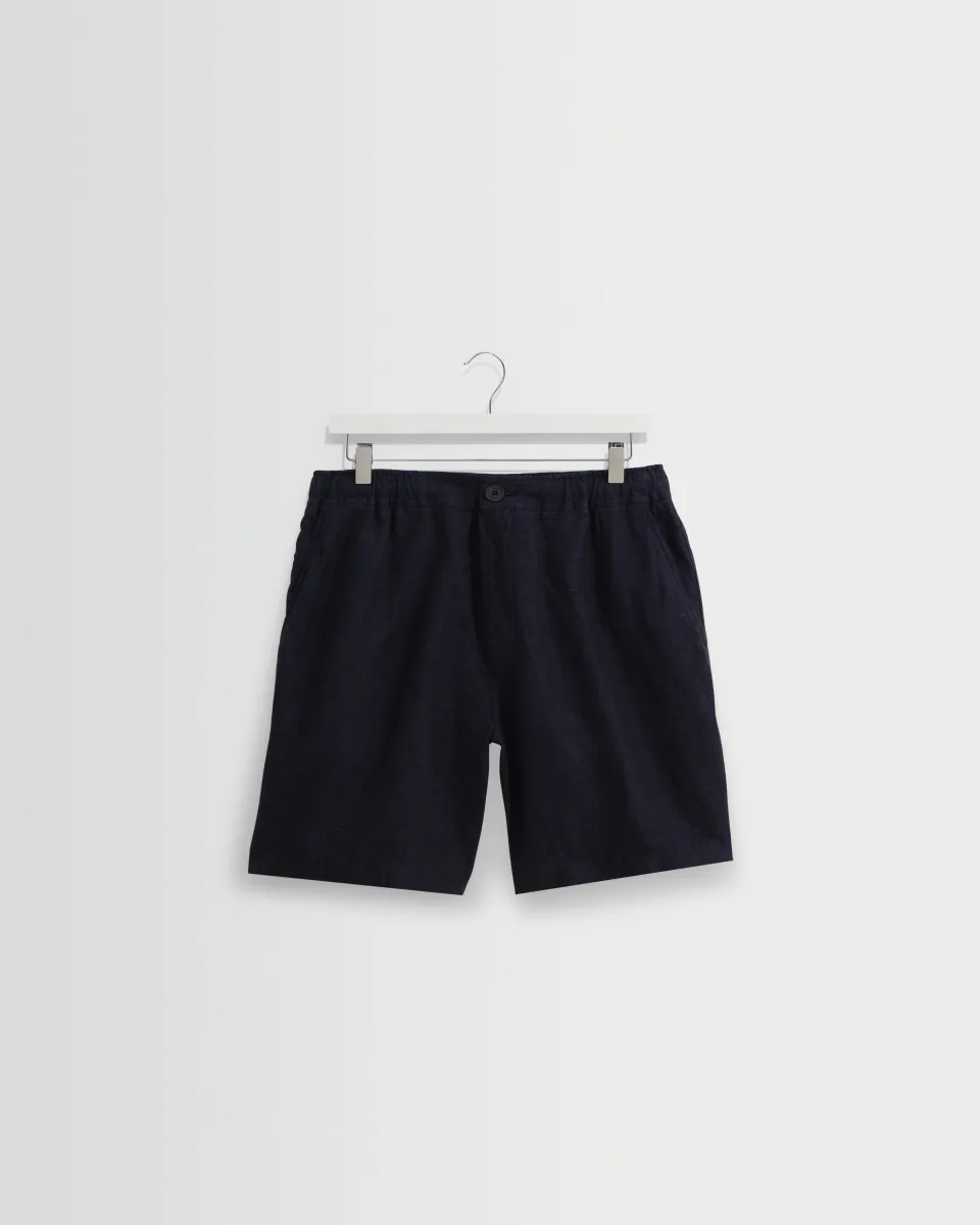Kurt - Navy Washed Linen Shorts