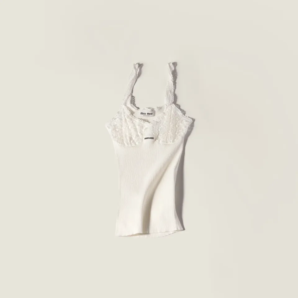 Cotton and lace top