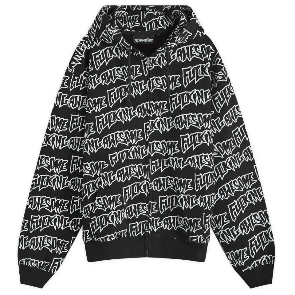 AOP Stamp Zipped Hoodie