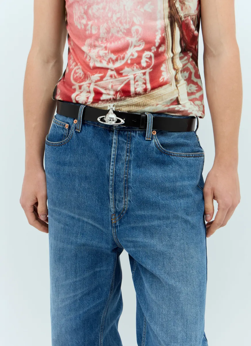 Orb Buckle Leather Belt