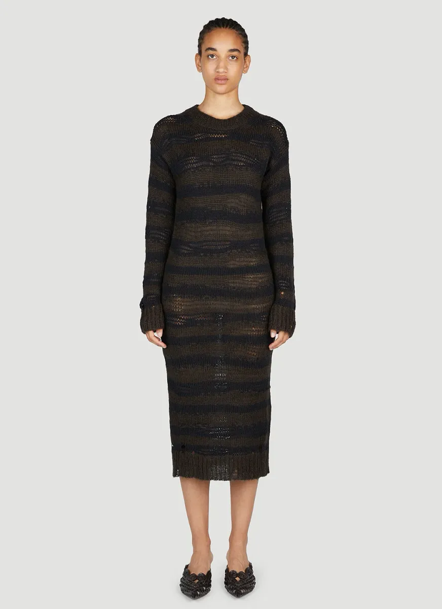 Ladder Knit Midi Dress