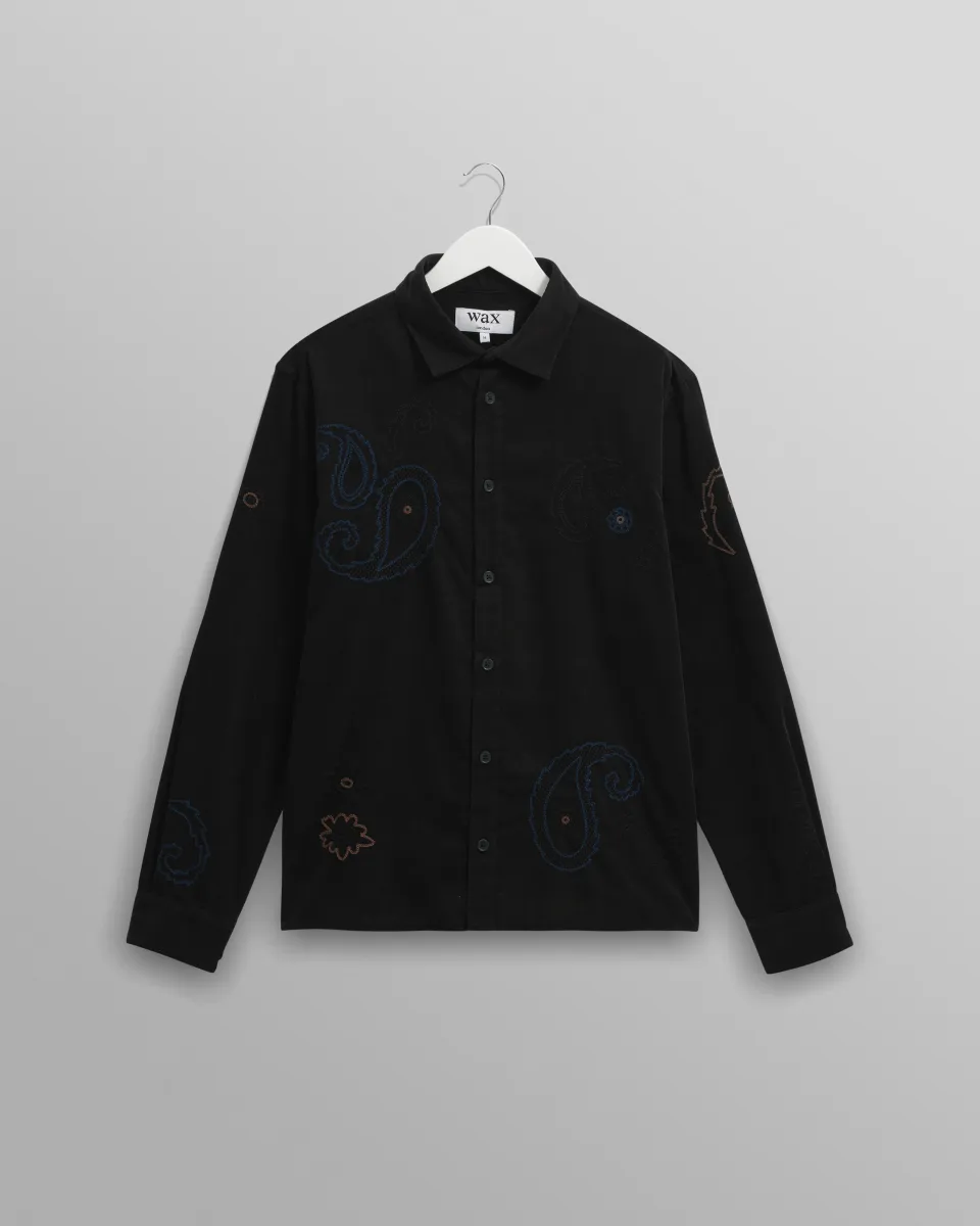 Halcomb - Black and Multicolour Applique Corduroy Shirt