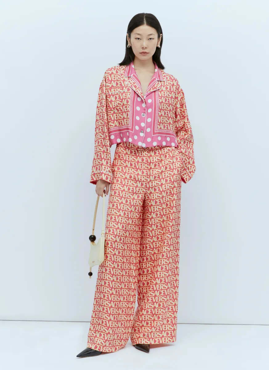 Logo Print Silk Pants