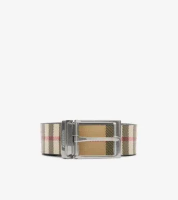 Reversible Check Belt in Archive beige/black