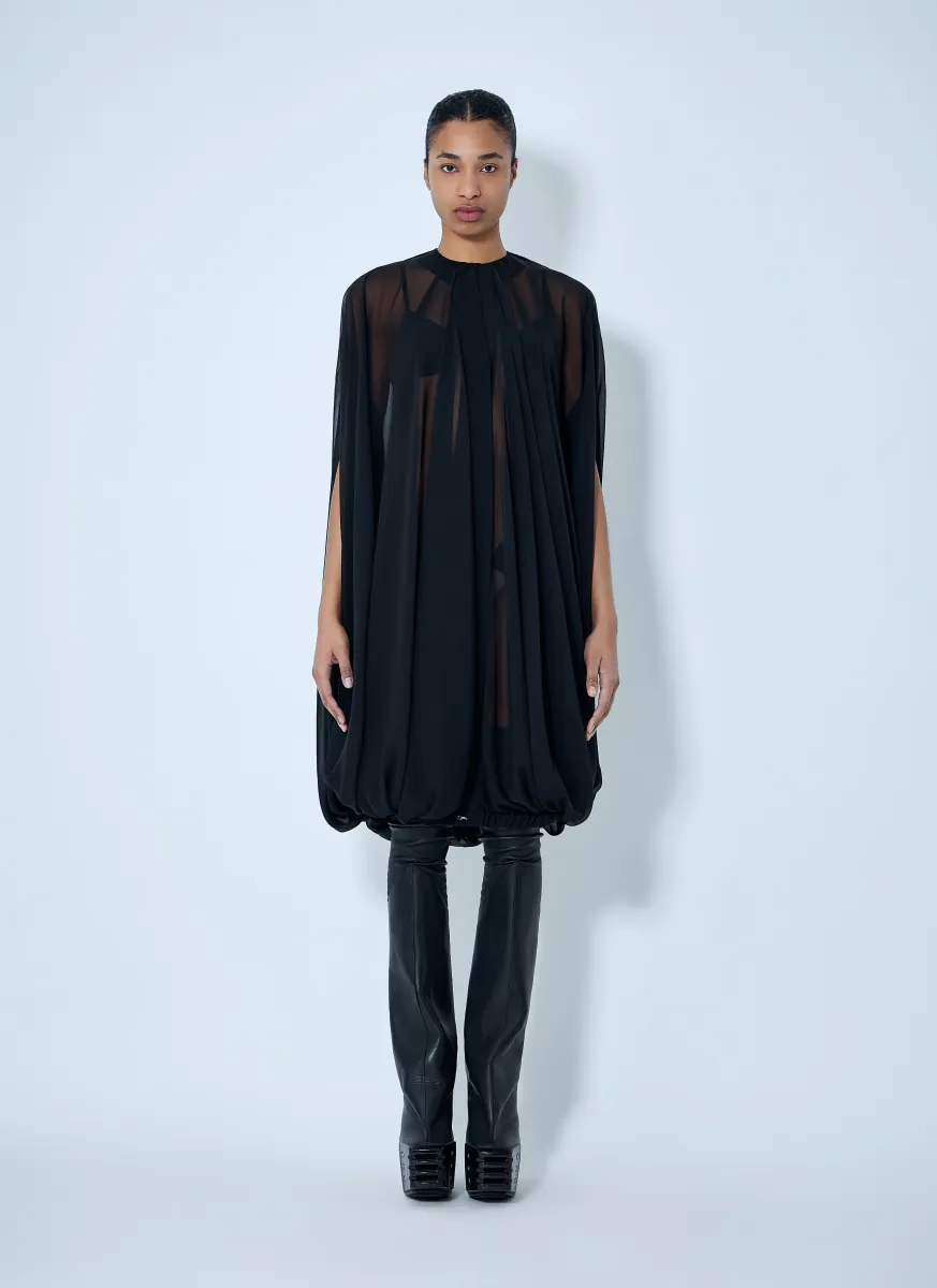 Draped Sheer Overlay Dress