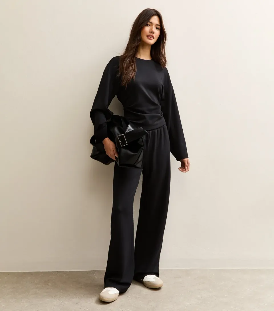 Women's Black Wide Leg Joggers