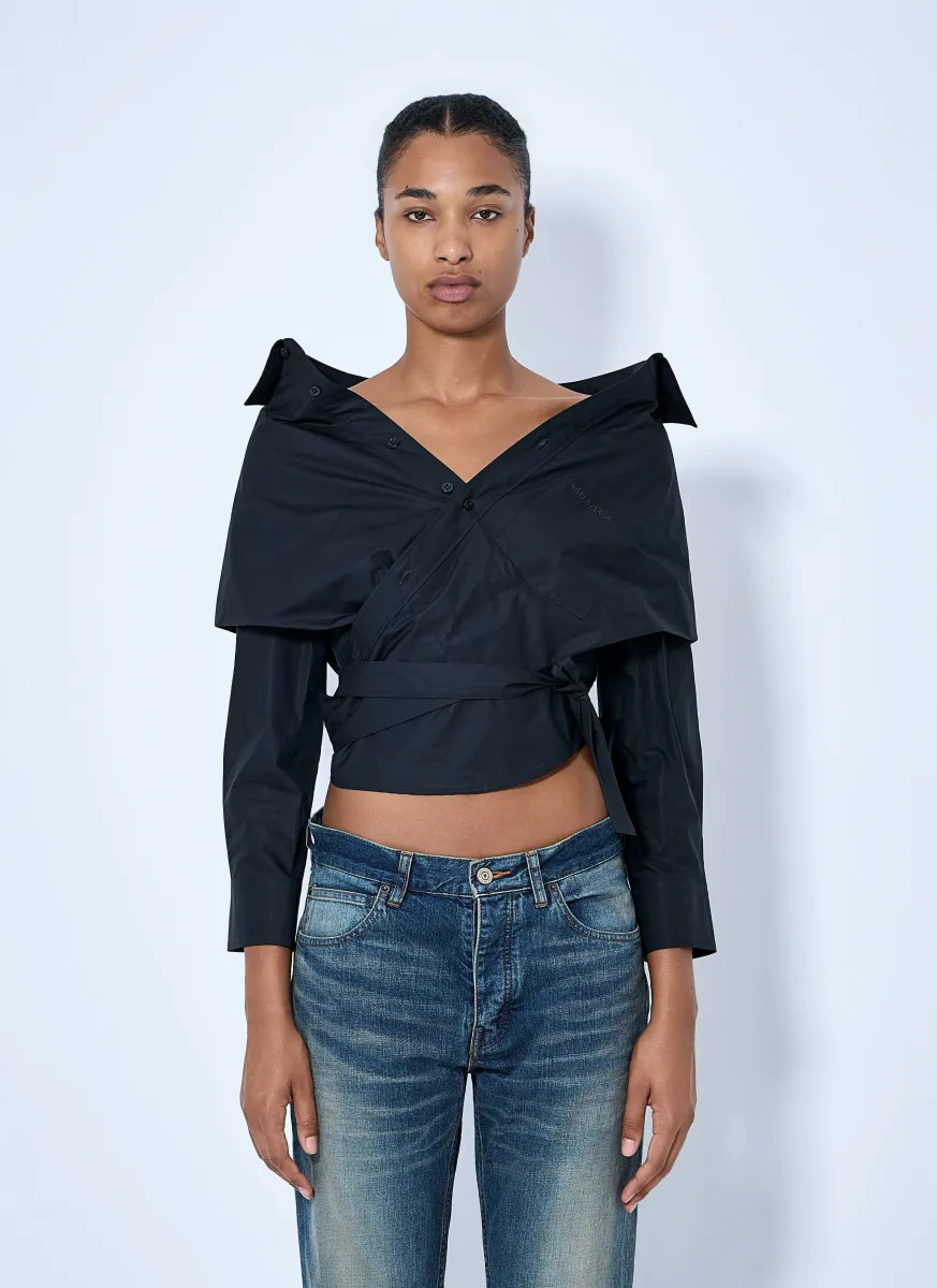 Off-Shoulder Wrap Shirt
