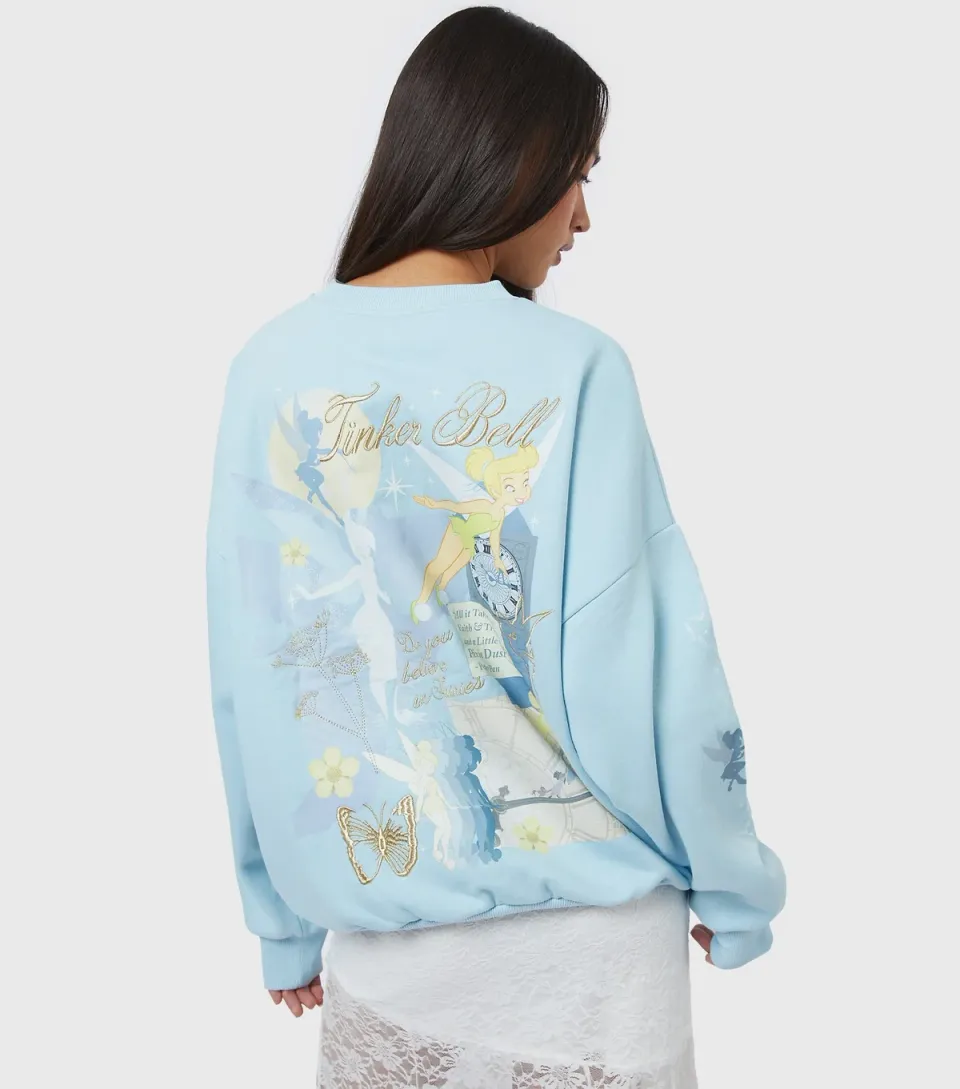 Women's Blue Disney Tinkerbell Print Sweatshirt