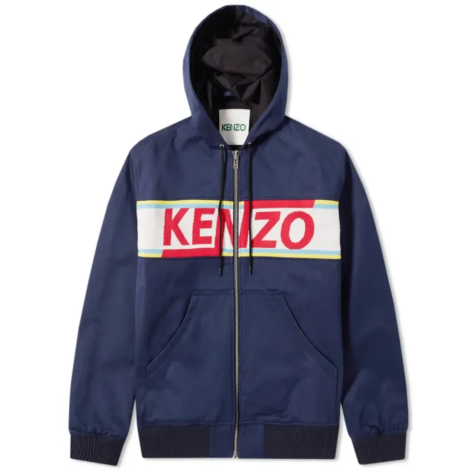 Knitted Logo Hooded Canvas Jacket
