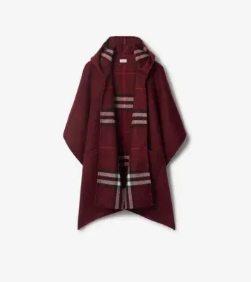 Cashmere Hooded Cape in Oxblood red