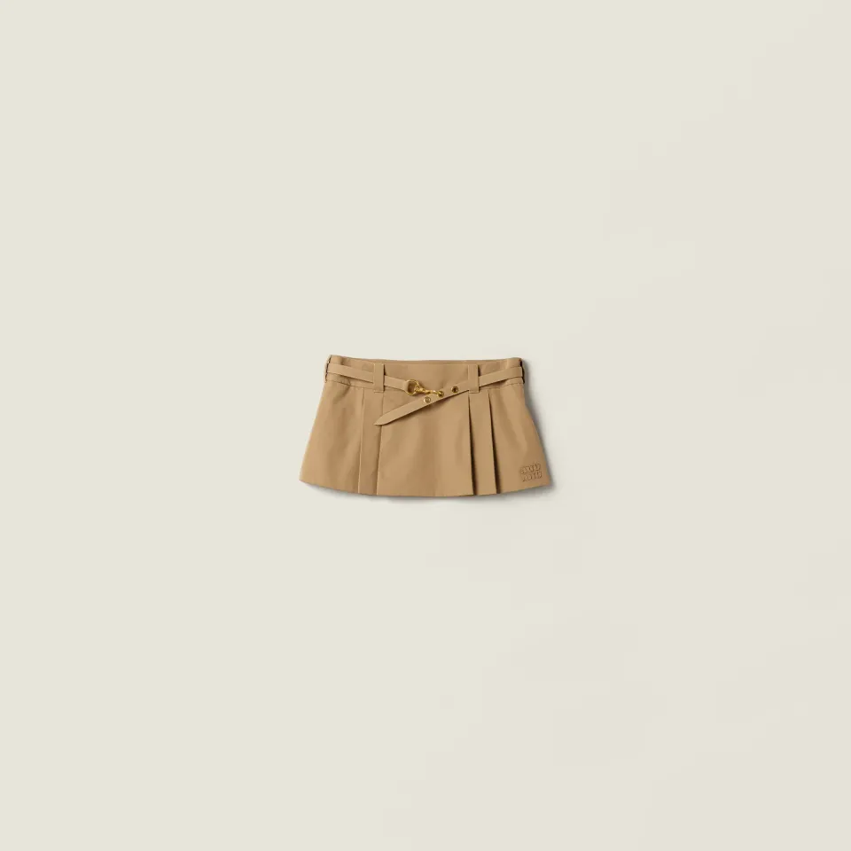 Pleated poplin miniskirt
