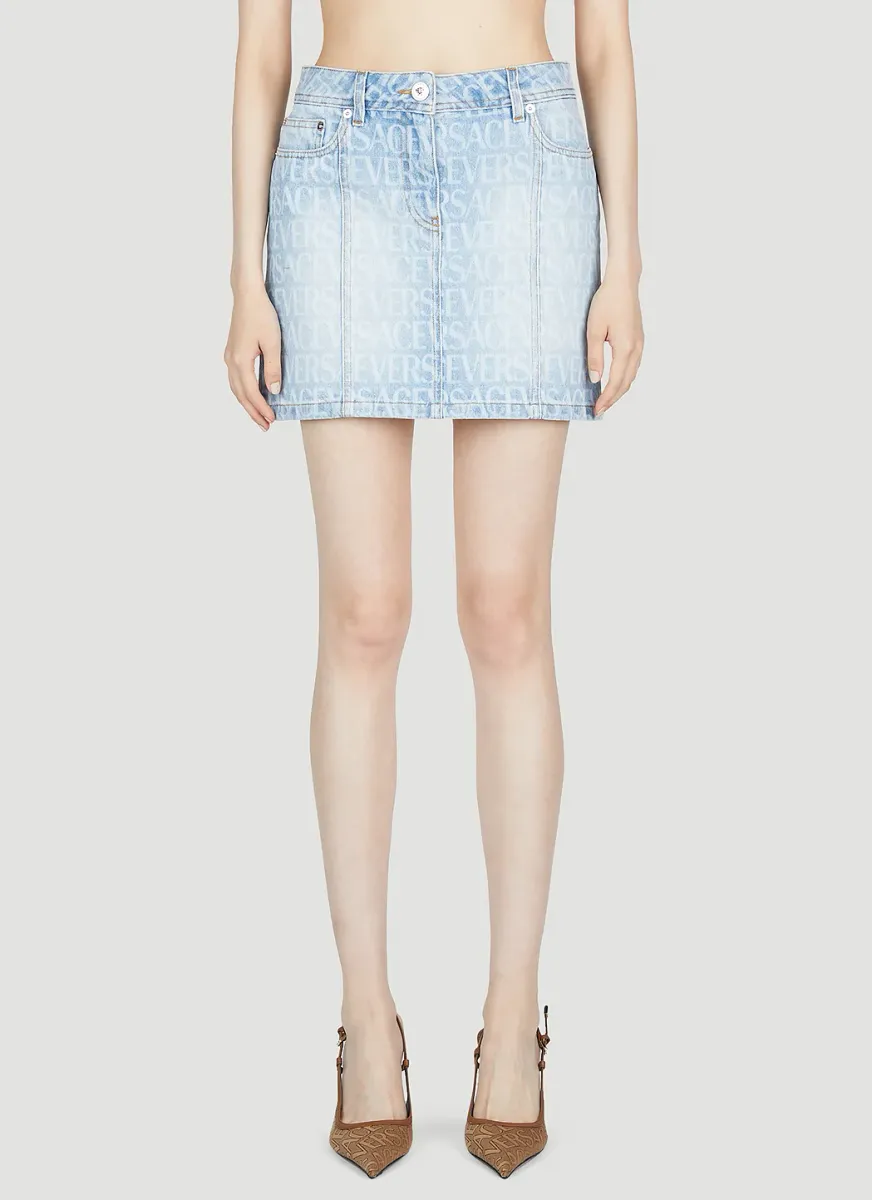 Denim Jacquard Mini Skirt
