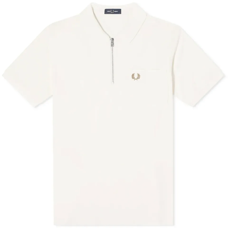 Textured Zip Neck Polo