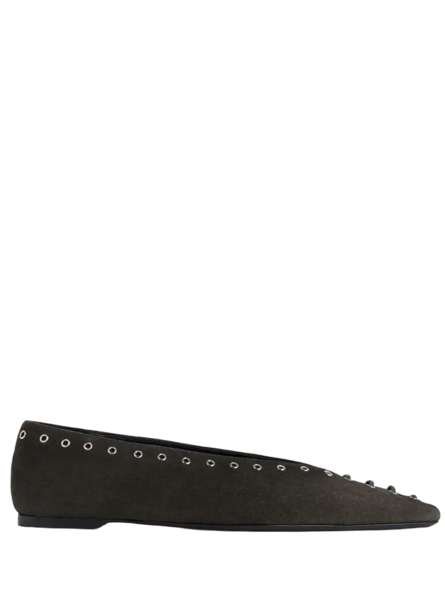 Suede Lace Up Ballerinas Pepper