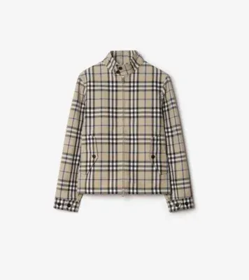 Check Harrington Jacket in Lichen beige