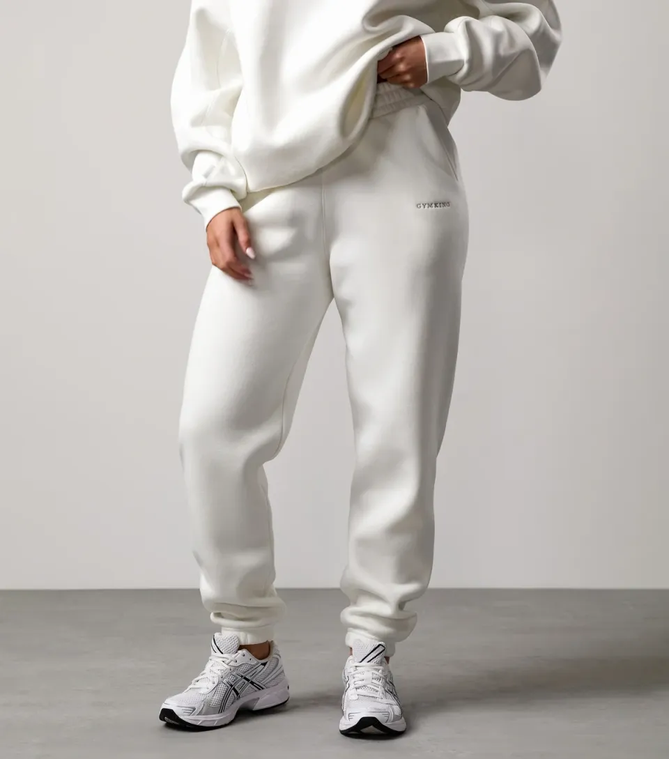 Women's Cream Logo Embroidered Jersey Joggers