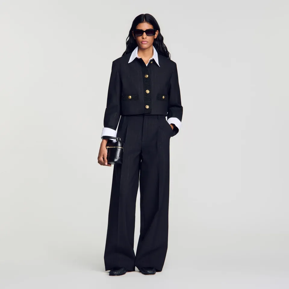 Striped wide-leg trousers