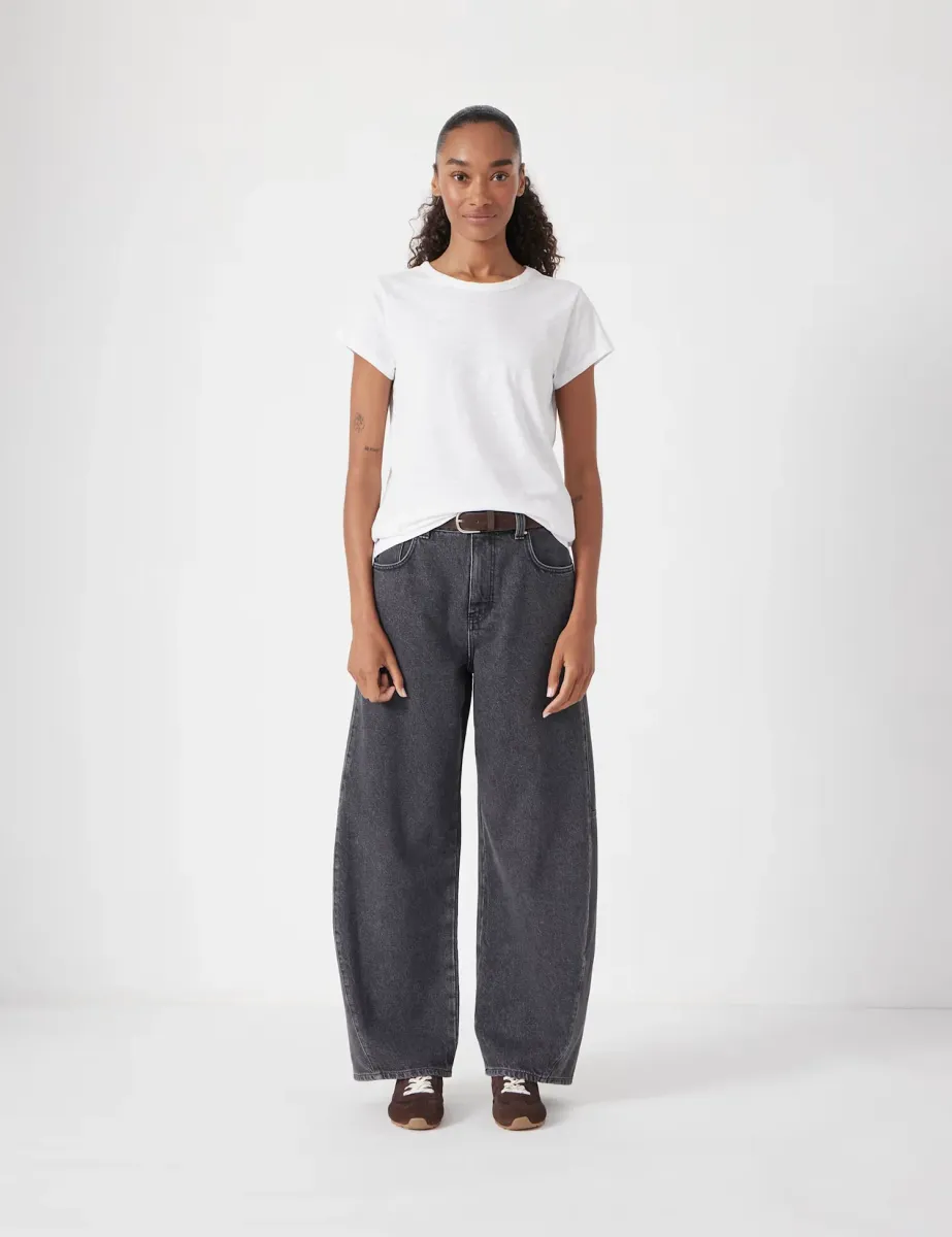 Pure Cotton Barrel Leg Jeans