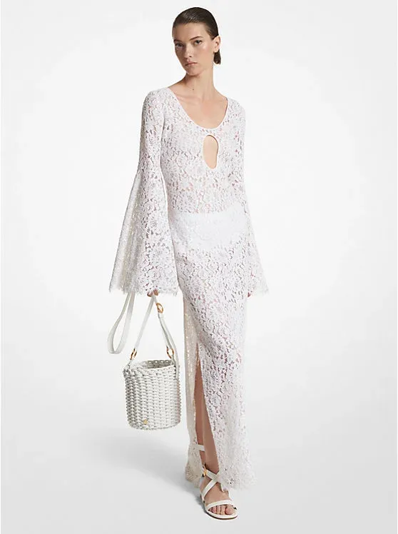 Hand-Embroidered Sequin Floral Lace Keyhole Djellaba
