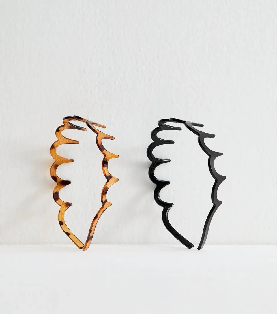 Pack of 2 Tortoiseshell and Black Large Toothcomb Headbands