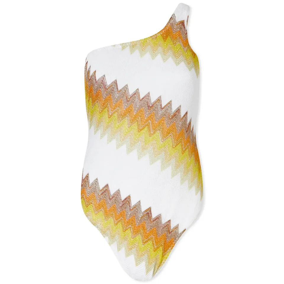 Chevron One Shoulder Swimsuit
