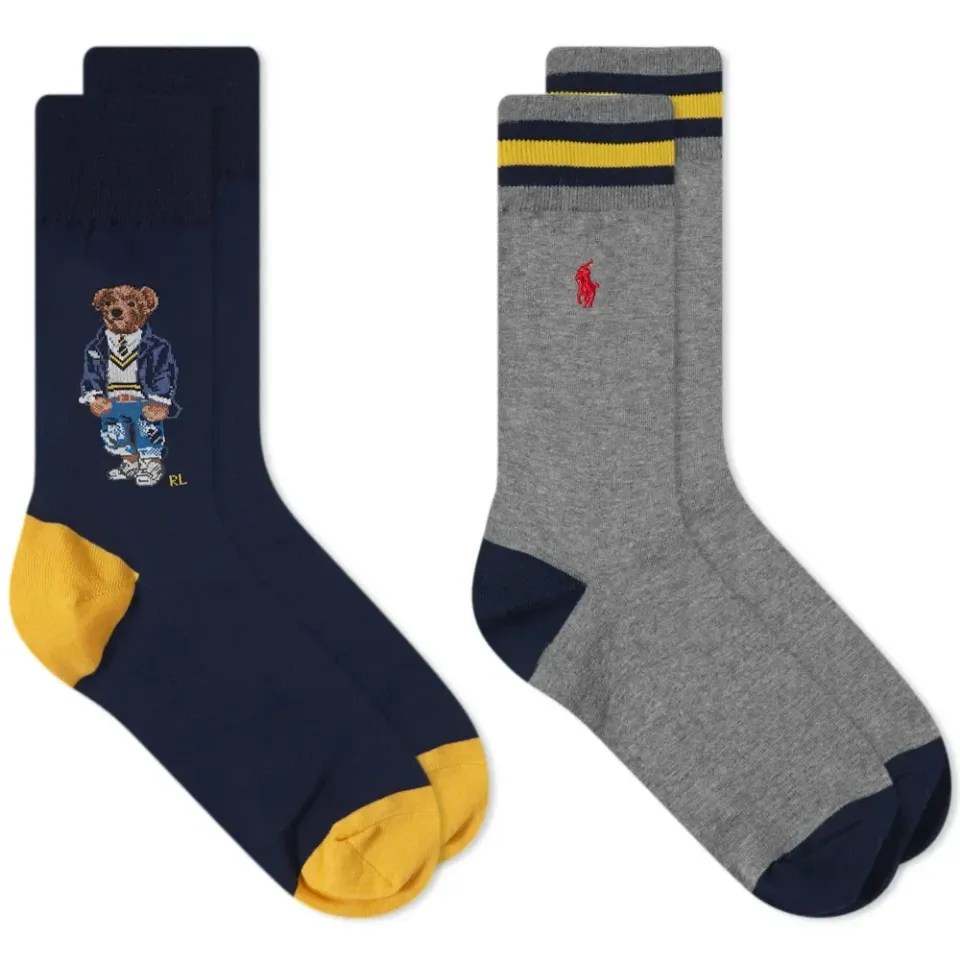 Preppy Bear Socks - 2 Pack