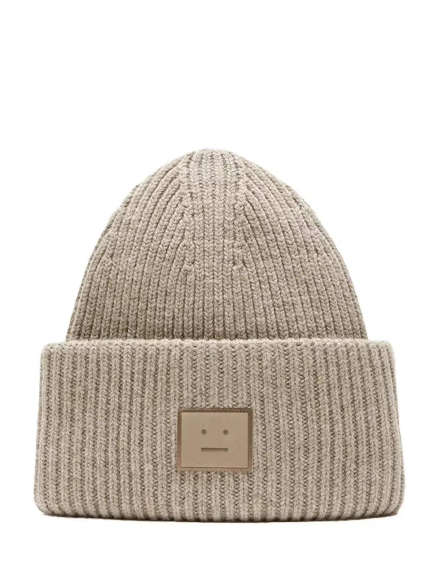 Face Logo Beanie Greige Melange