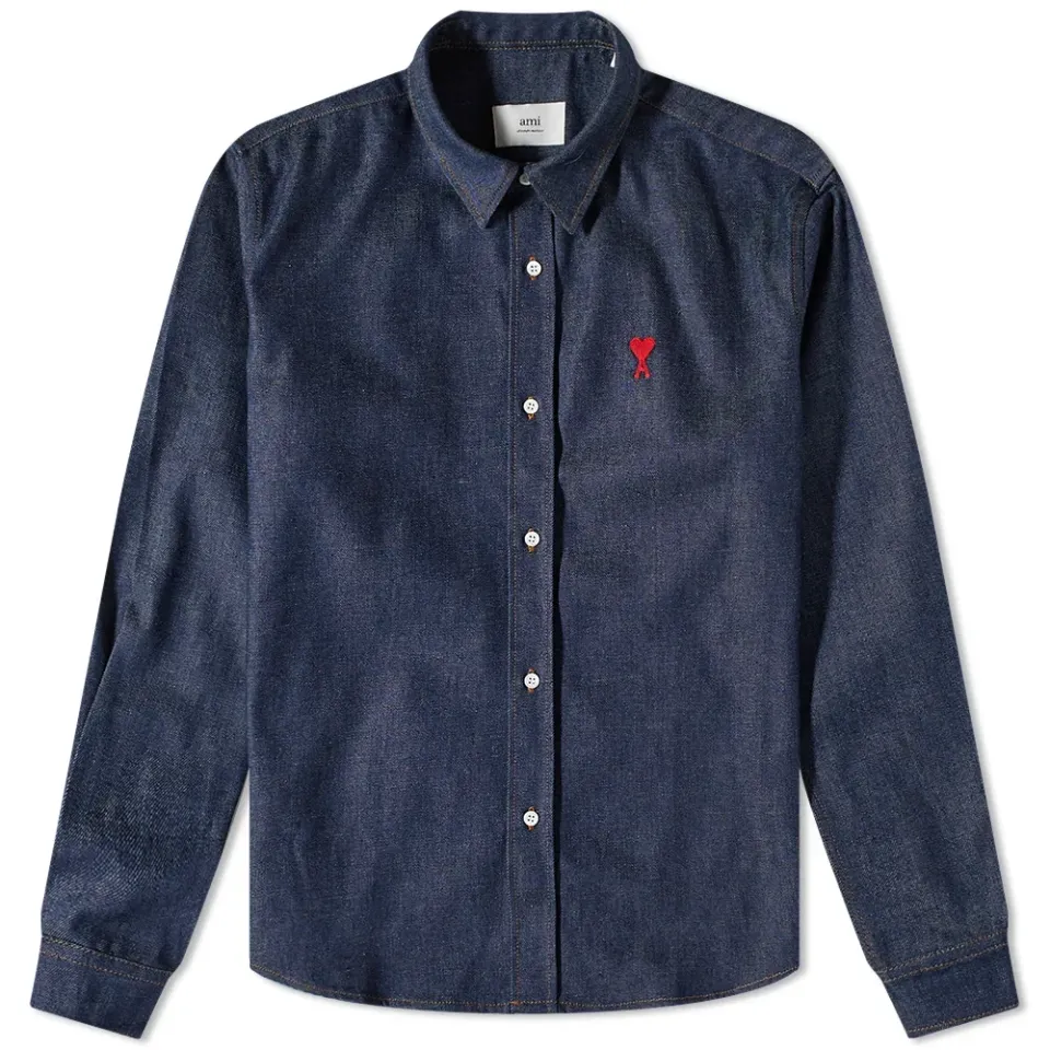 AMI Small A Heart Denim Shirt