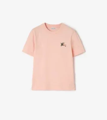 Knight Check Cotton T-shirt in Compact pink