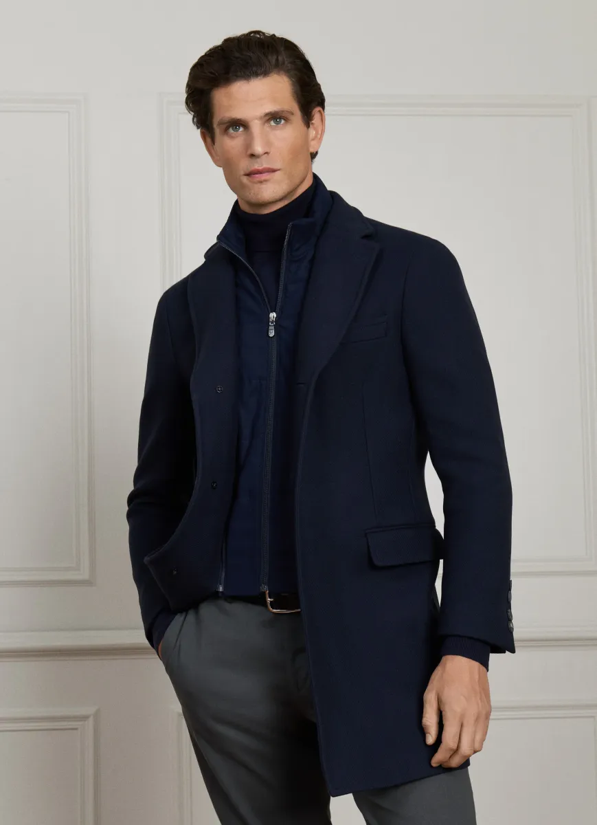 Wool-Cashmere Blend Overcoat with Bib
