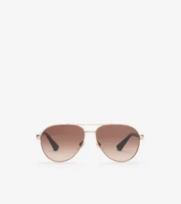 Metal Shield Aviator Sunglasses​ in Gold