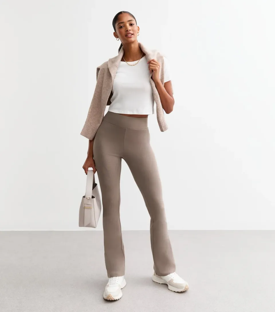 Women's Brown High Waist Flared Leggings