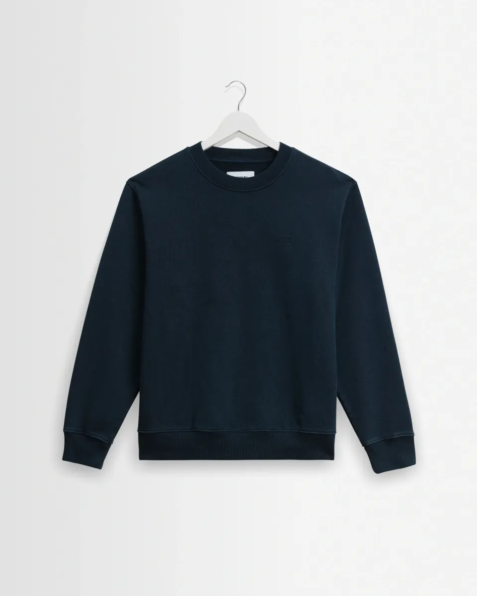 Sidney - Washed Navy Loopback Cotton Sweatshirt