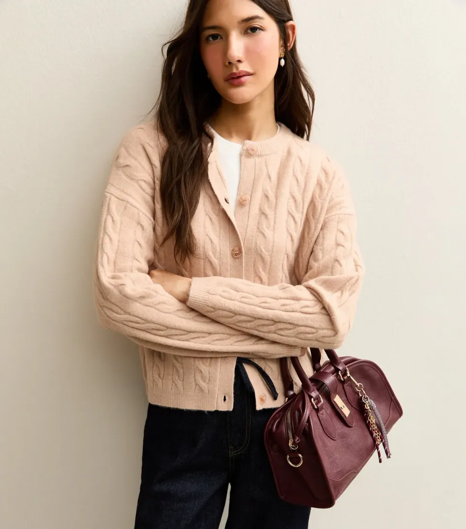 Women's Green Cable Knit Cardigan