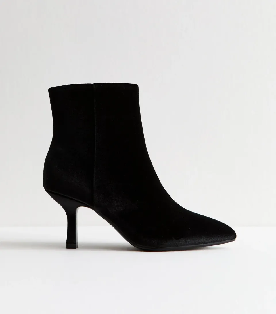 Women's Brown Velvet Pointed Toe Stiletto Ankle Boots Vegan