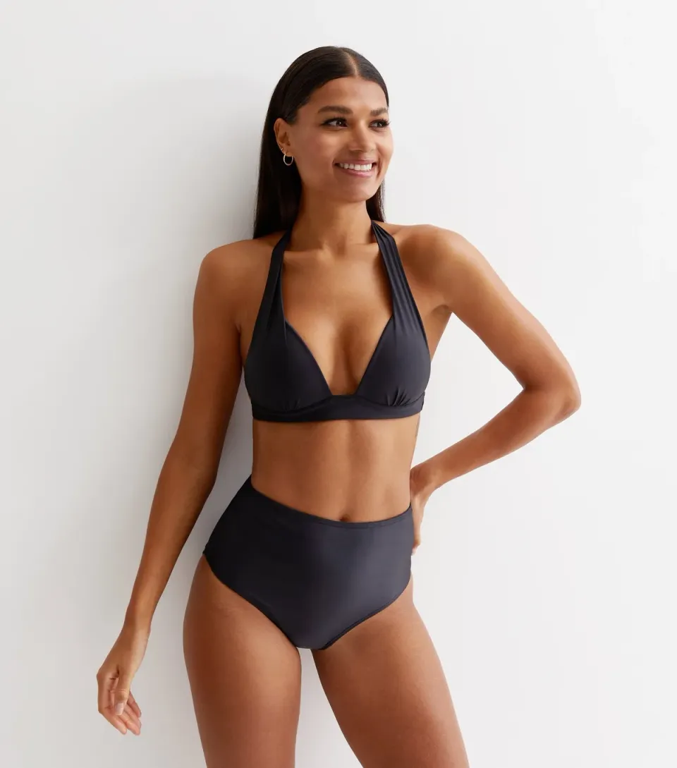 Women's Black High Waist Bikini Bottoms