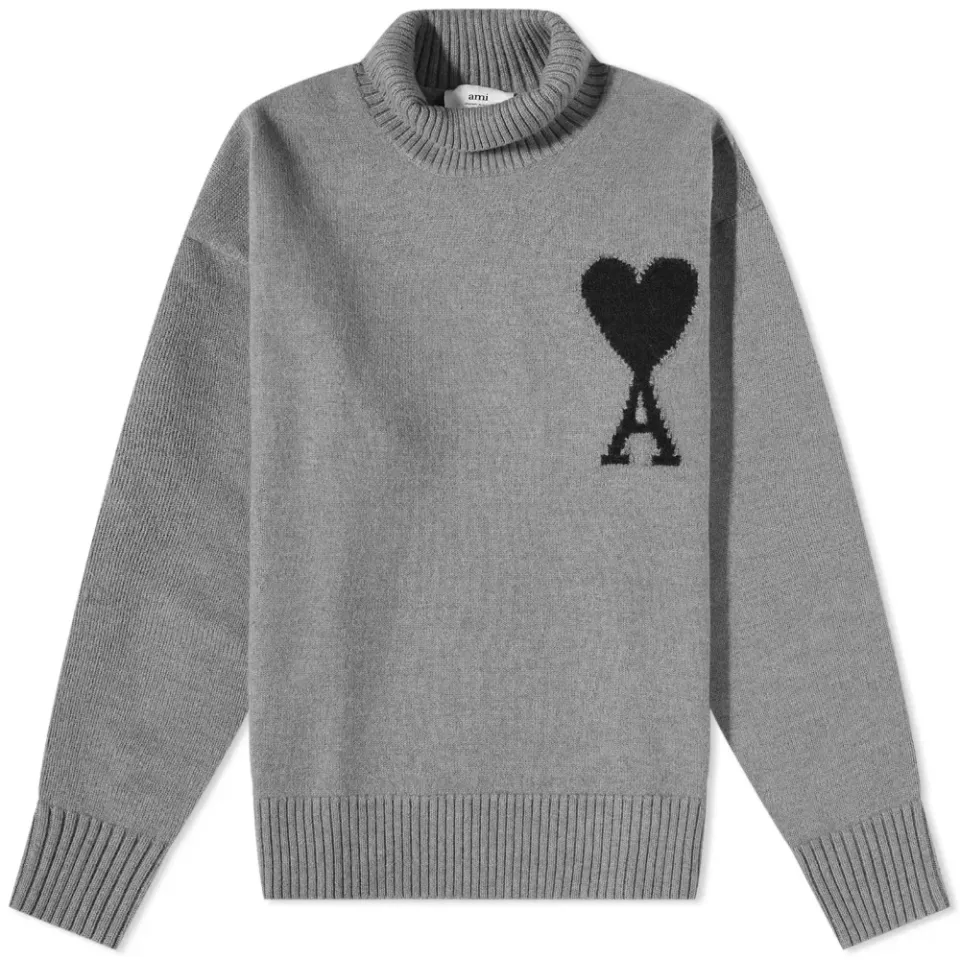 AMI Large A Heart Roll Neck Knit