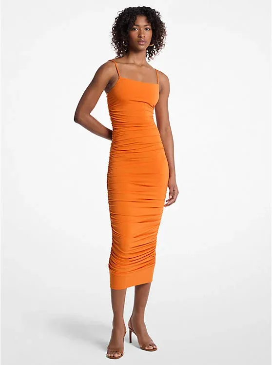 Ruched Stretch Matte Jersey Dress