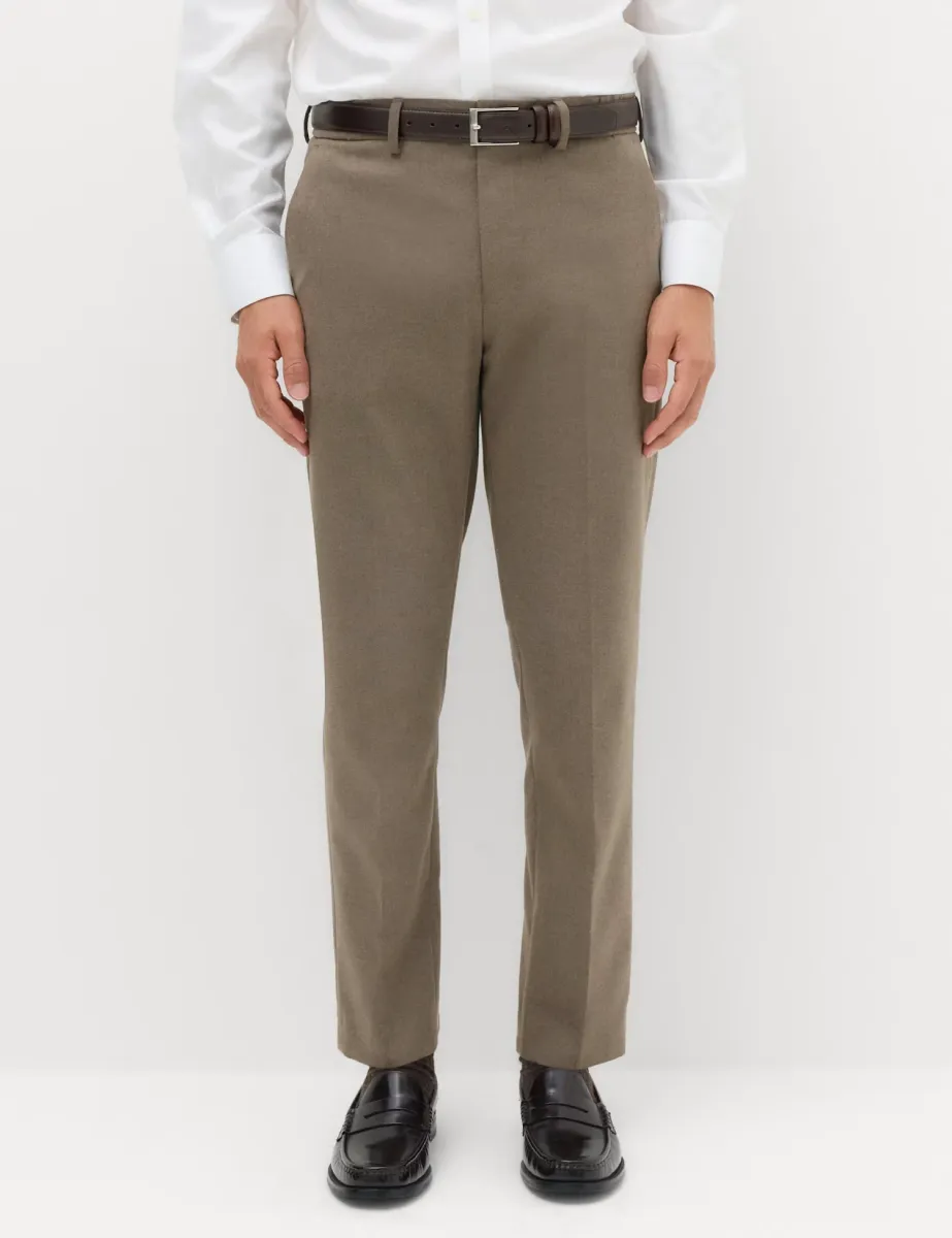 Tailored Fit Flannel Smart Trousers Mole