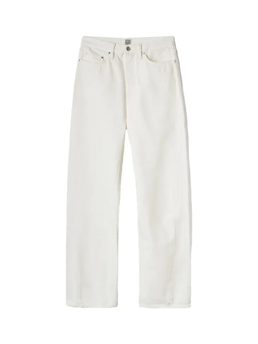 Twisted Seam Denim Full Length White