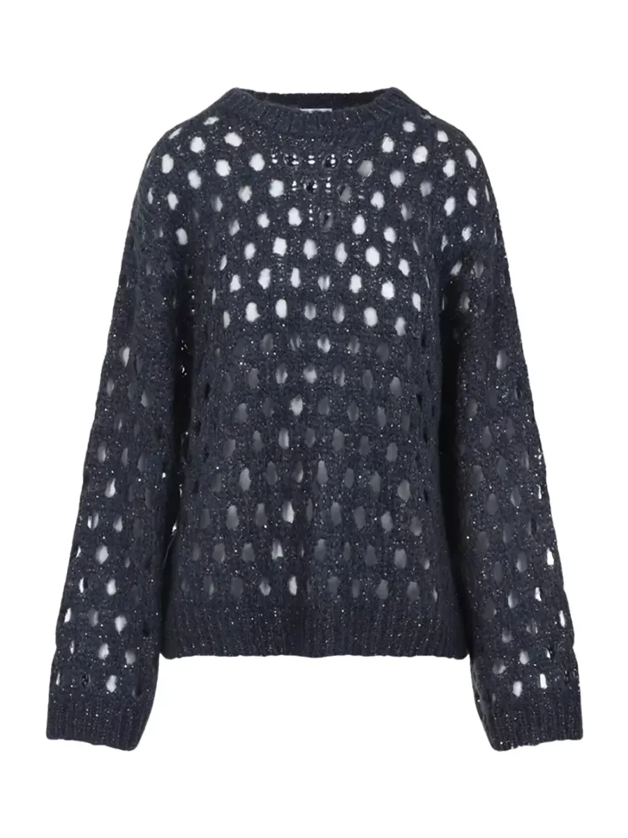 Women open knit sweater Navy