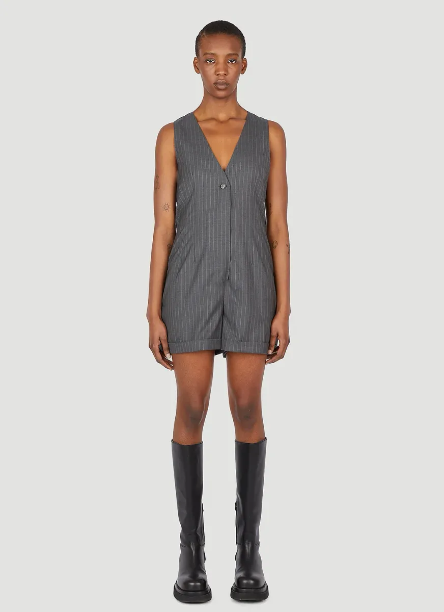 Pinstriped Wool Jumpsuit