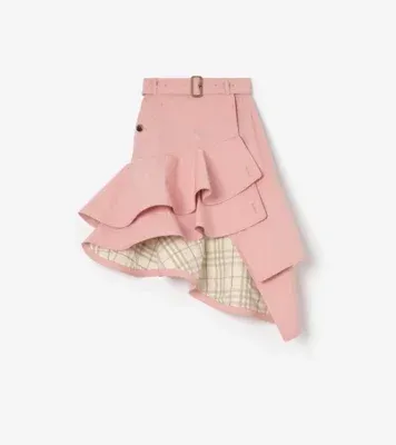 Ruffled Gabardine Trench Skirt in Begonia pink